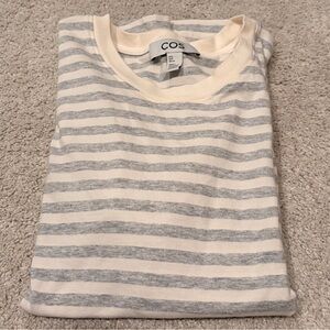 COS brand- Gray and cream striped short sleeve T shirt